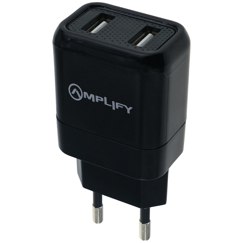 Amplify Dual USB Wall Charger with Micro Cable - Black - Image 3