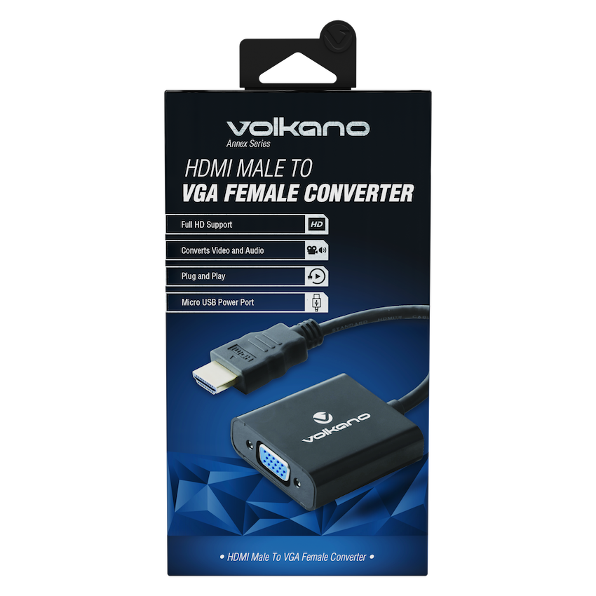 Volkano Annex Series HDMI Male to VGA Female Converter, 10cm Cable, with Sound - Image 4