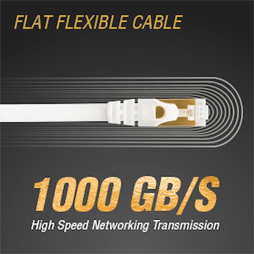 VolkanoX Giga Series Cat 7 Ethernet Cable 5m - White, Gold Tips - Image 3