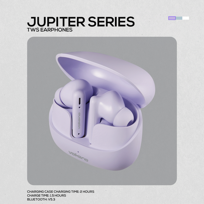 Volkano Jupiter Series TWS Earphones - Pastel Purple - Image 3