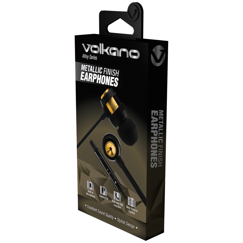 Volkano Alloy Series Metal Earphone - Gold - Image 2