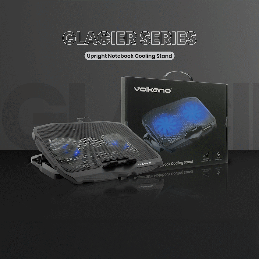 Volkano Glacier Series Upright Notebook Cooling Stand with Dual Fans - Image 6