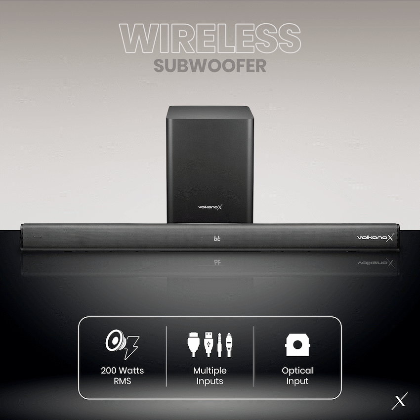 VolkanoX Supersonic 2 Series 2.1 200w Soundbar System with Wireless Subwoofer - Black - Image 4