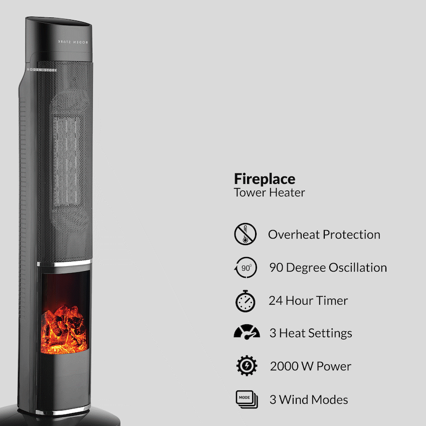 Boden Stark Fireplace Tower Heater - Image 4