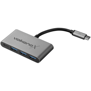 VolkanoX Core Hub series USB Type C to 3x USB 3.0 plus Power - 10cm - Charcoal