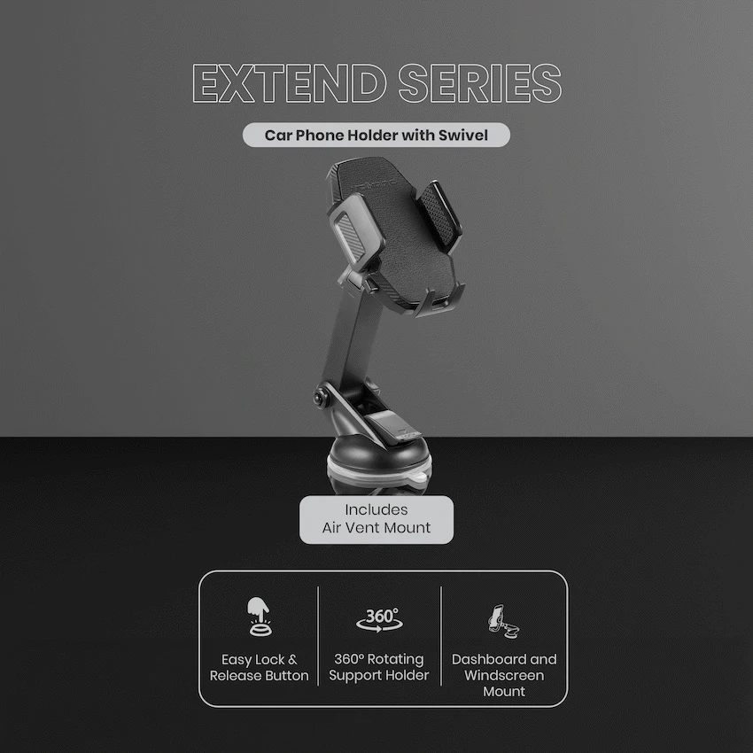 Volkano Extend Series Car Phone Holder with Swivel - Image 10