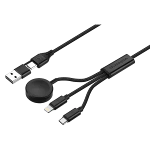 Volkano Weave Series 100W Braided 5-in-1 Charge and Data Cable 1m - Black