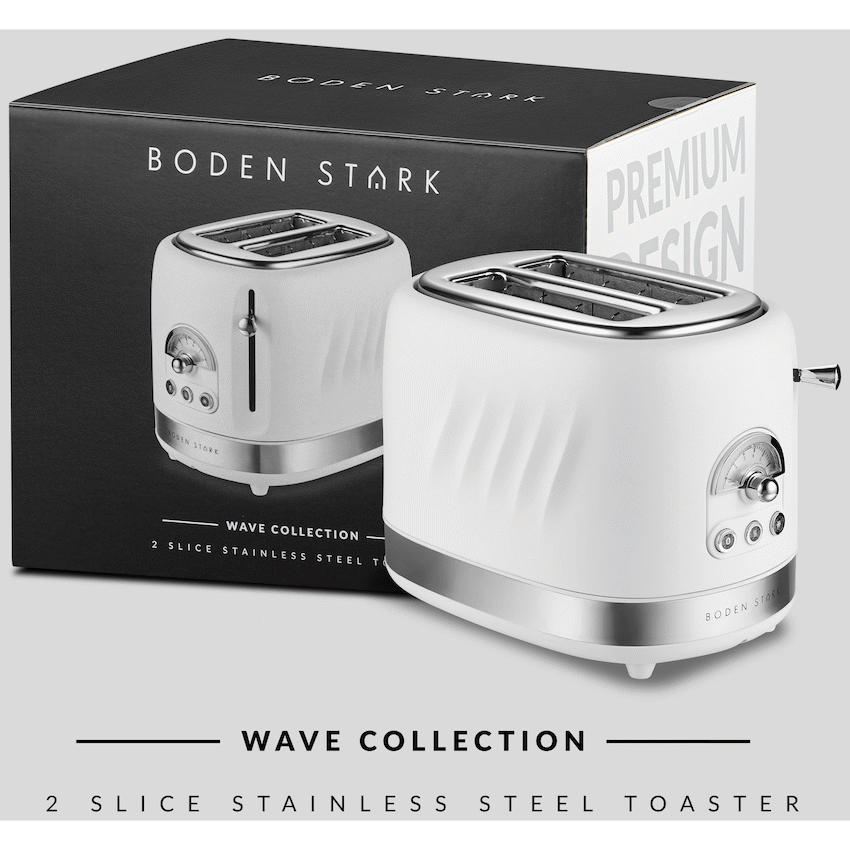 Boden Stark 2-Slice Stainless Steel Toaster - White - Image 7