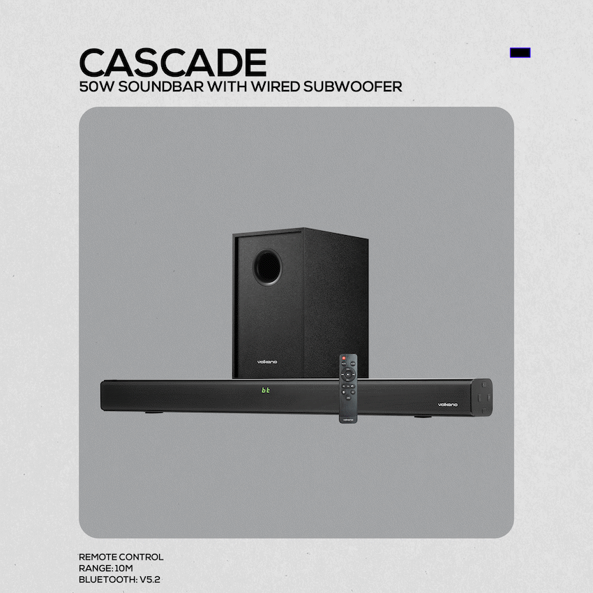Volkano Cascade 50w Soundbar + Wired Subwoofer - Black - Image 10