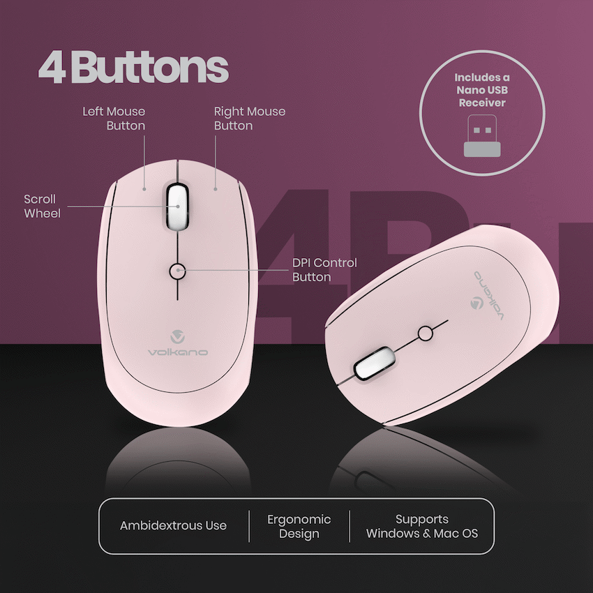 Volkano Talc Wireless Mouse - Pink - Image 15