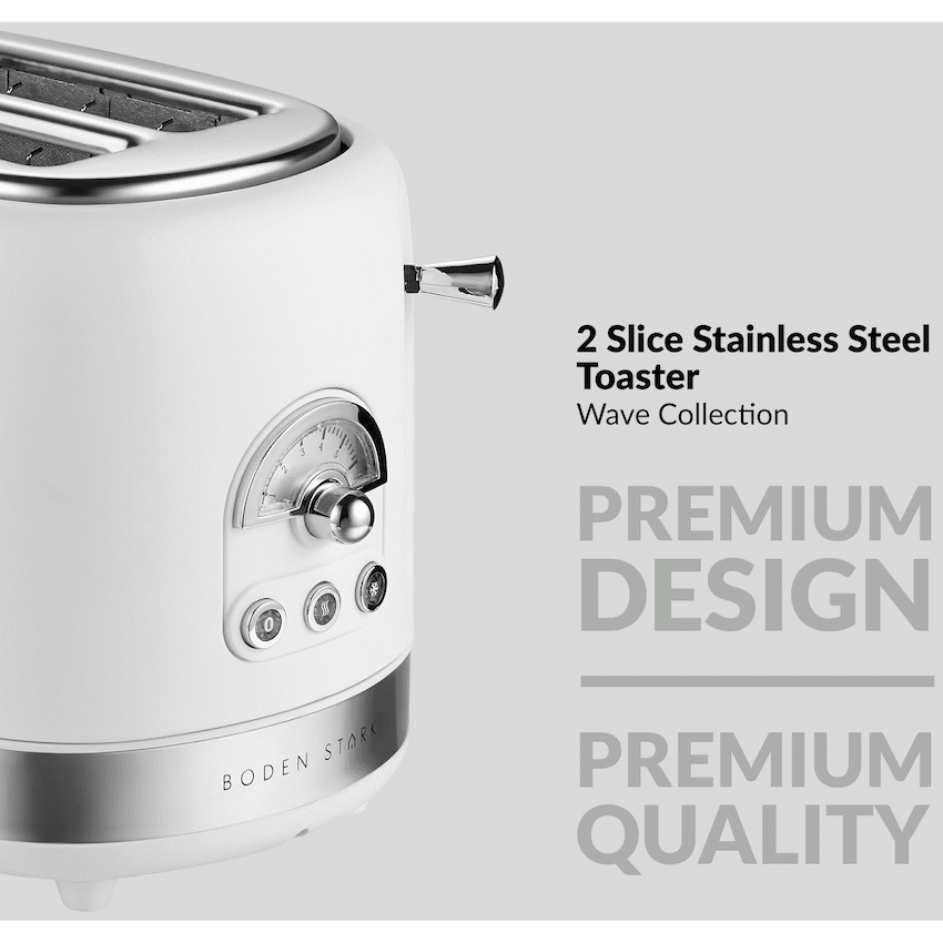 Boden Stark 2-Slice Stainless Steel Toaster - White - Image 8