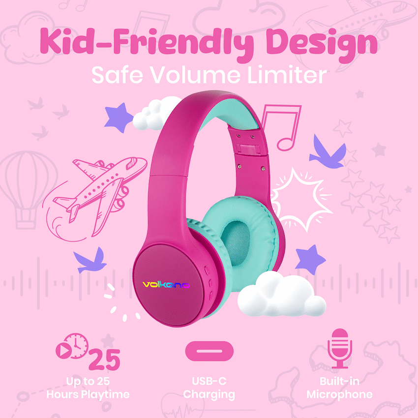 Volkano Kids Atlas Bluetooth Padded Headphones with dB Switch Function - Image 5