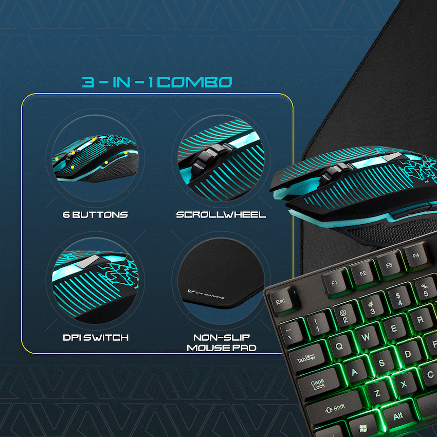 VX Gaming Artemis series 3-in-1 Combo KB, Mouse, Mousepad - Image 11