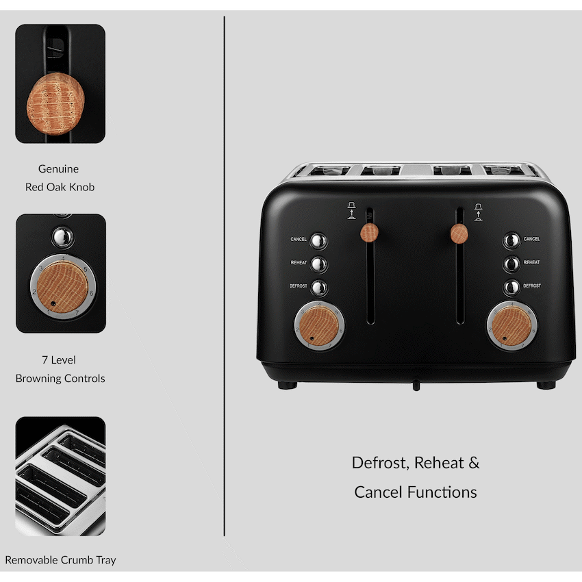 Boden Stark Anson Collection 4-Slice Stainless Steel Toaster - Black - Image 7