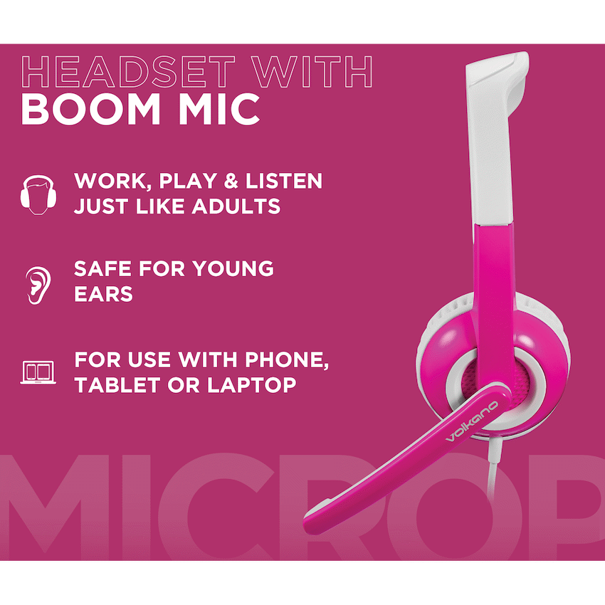 Volkano Kids Chat Junior Series Headset with Mic - Pink - Image 9
