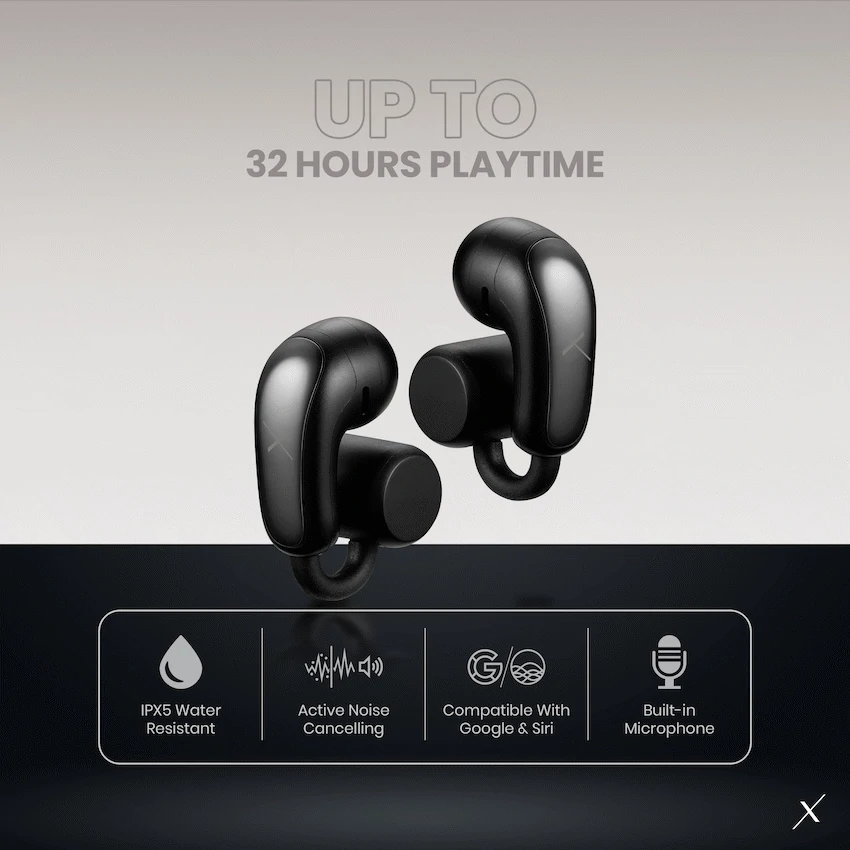 VolkanoX O400 Air Conduction In-Ear OWS Earphones - Black - Image 4
