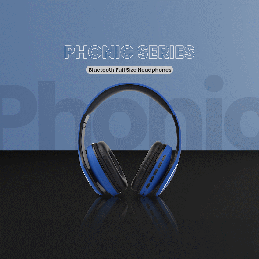 Volkano Phonic Series Bluetooth Full Size Headphones - Blue - Image 11