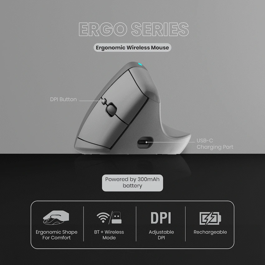 VolkanoX Ergo Bluetooth Wireless Mouse - Image 7