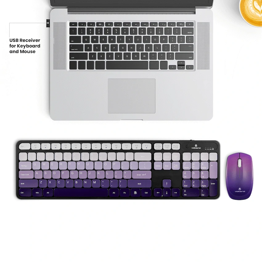Volkano Prism Series Bluetooth Wireless Keyboard and Mouse - Purple - Image 4