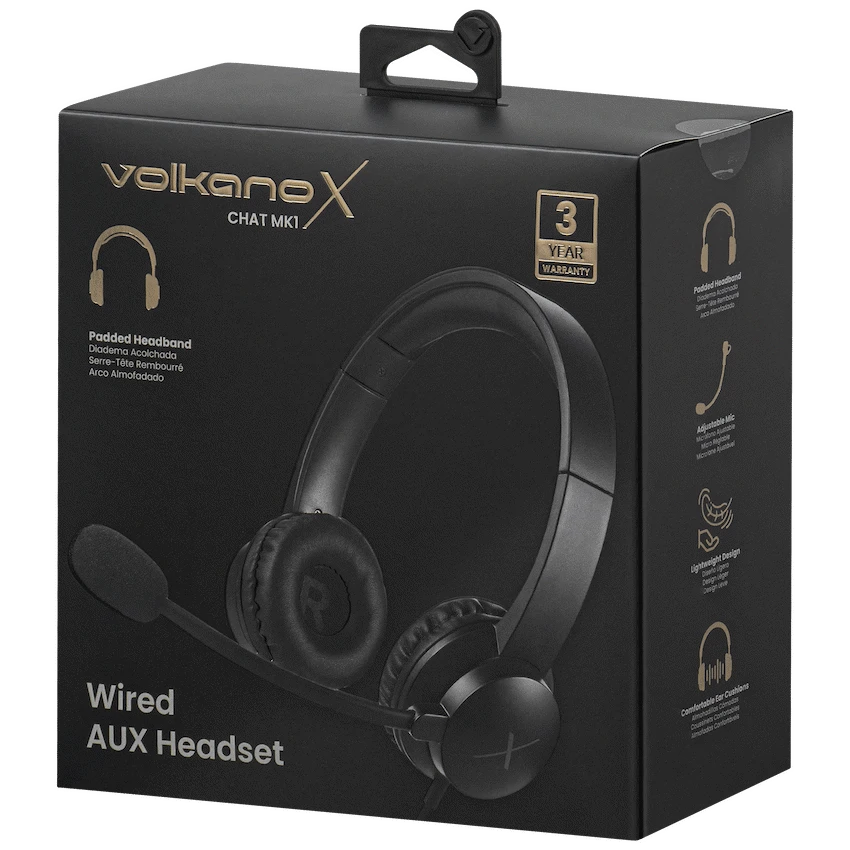 VolkanoX Chat Mk1 Series AUX Headset - Graphite - Image 3