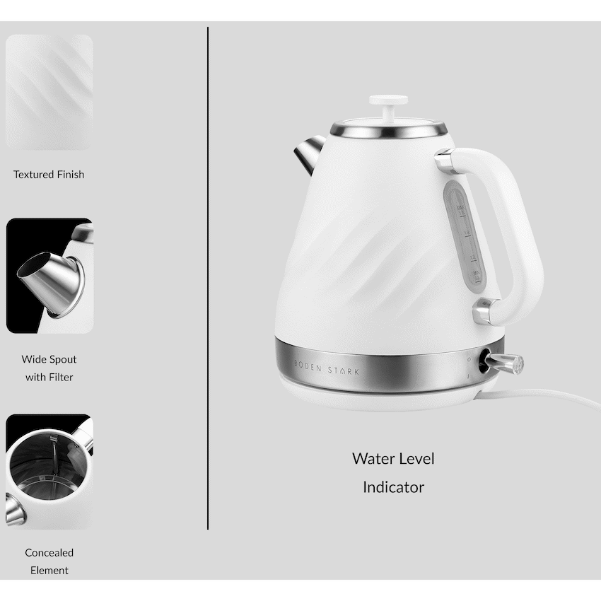 Boden Stark 1.7l Stainless Steel Kettle - White - Image 9