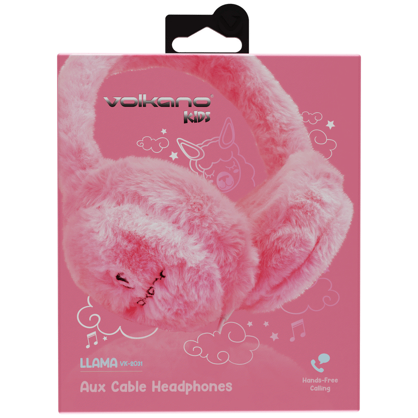 Volkano Kids Llama Series Wired Headphones with Case - Pink - Image 8