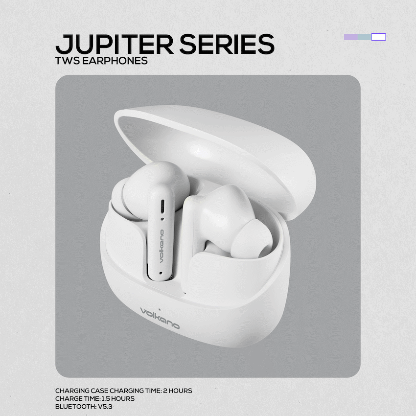 Volkano Jupiter Series TWS Earphones - White - Image 11