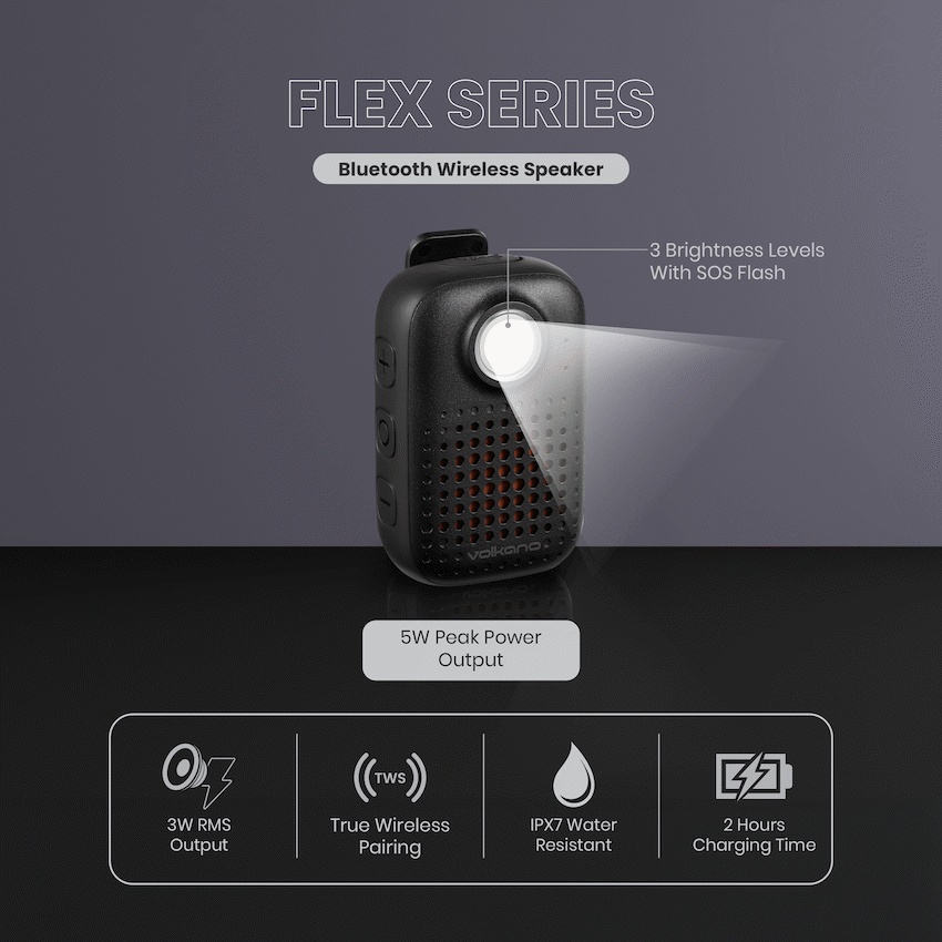 Volkano Flex Bluetooth Wireless Speaker - Black - Image 9