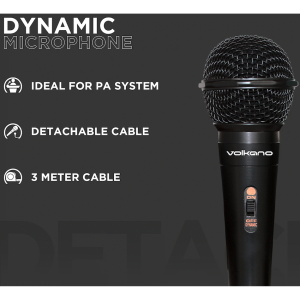 Volkano Ace Series Metal Wired Dynamic Vocal Microphone - Black
