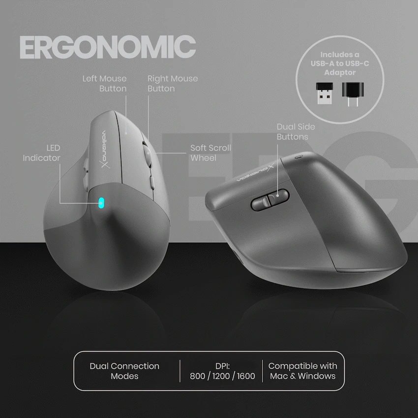 VolkanoX Ergo Bluetooth Wireless Mouse - Image 9