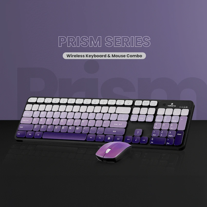 Volkano Prism Series Bluetooth Wireless Keyboard and Mouse - Purple - Image 3
