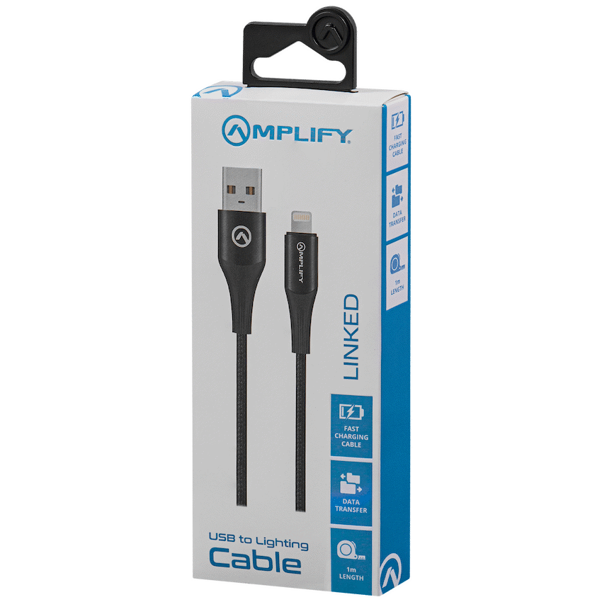 Amplify Linked Series USB to Lightning Braided Cable - Black 1m - Image 10