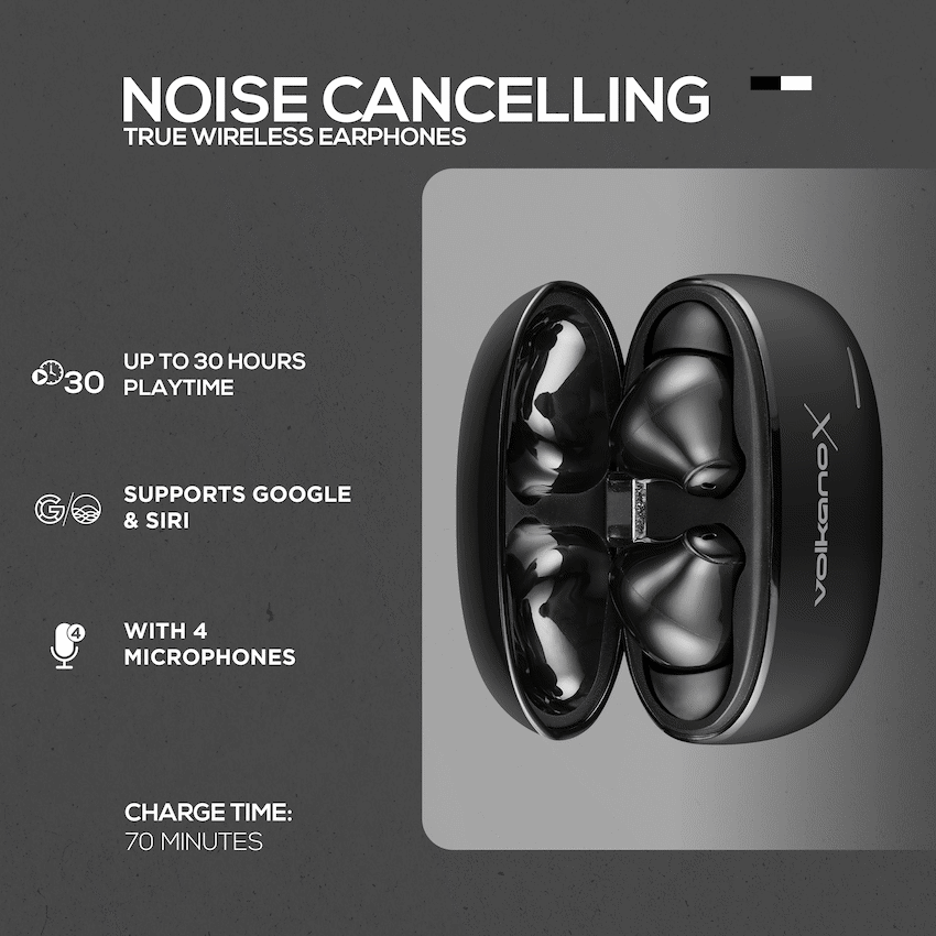 VolkanoX VXT200S Hybrid ANC TWS Earphones - Black - Image 30