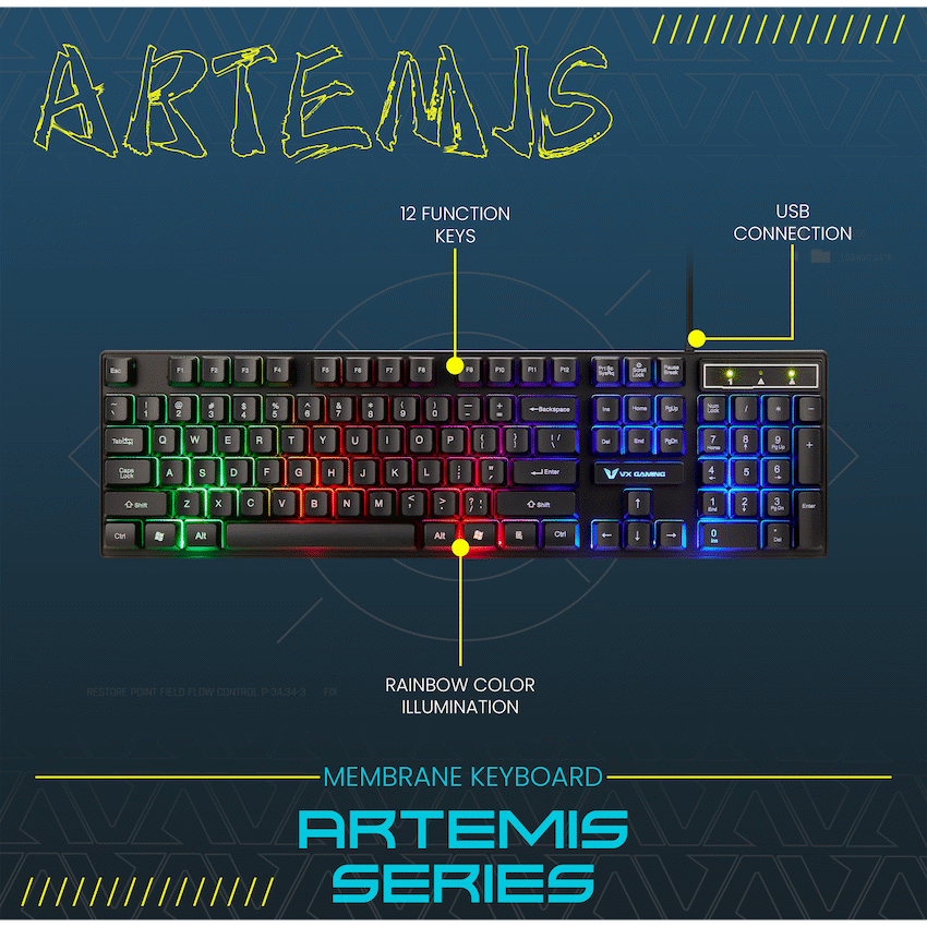 VX Gaming Artemis series 3-in-1 Combo KB, Mouse, Mousepad - Image 3