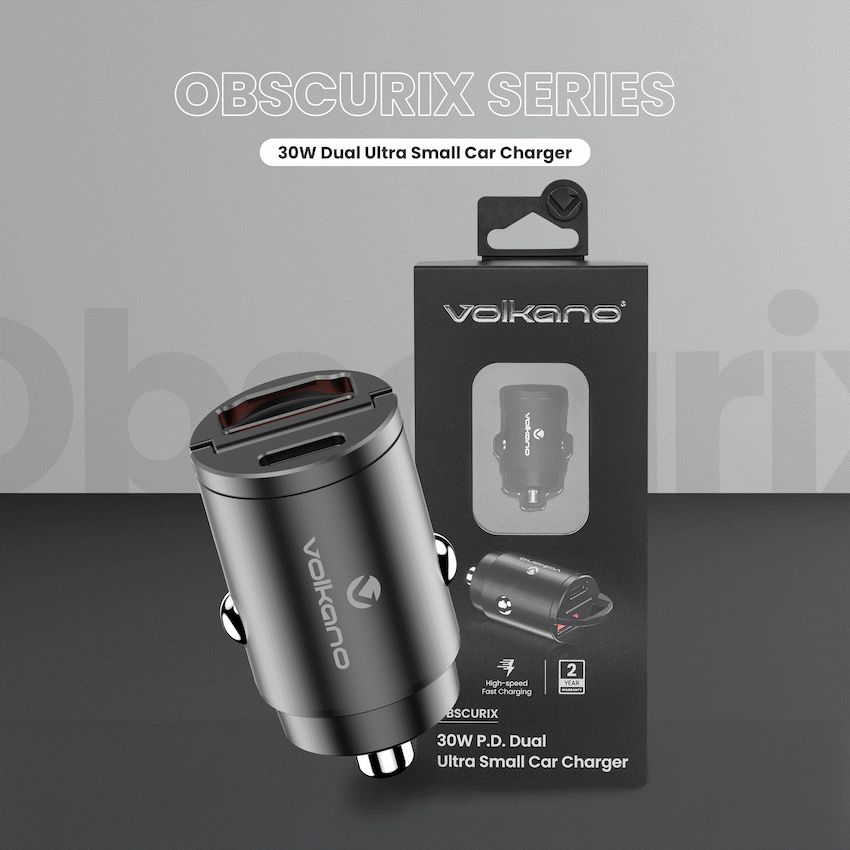 Volkano Obscurix Series 30w PD Dual USB-A and USB-C Ultra Small Car Charger - Image 10