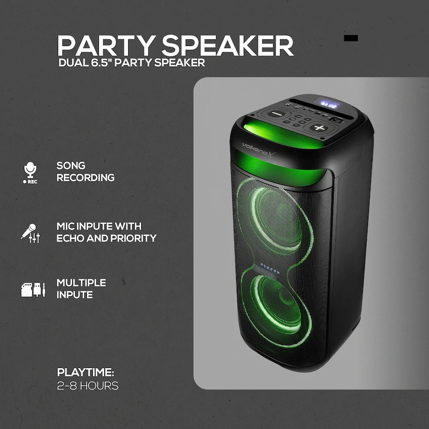 VolkanoX VXP200 Dual 6.5" Party Speaker - Black - Image 24