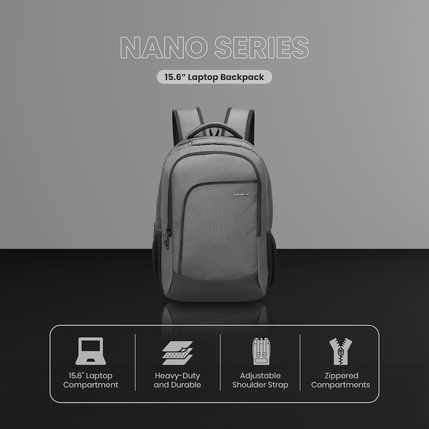 Volkano Nano 15.6" Laptop Backpack - Grey - Image 14