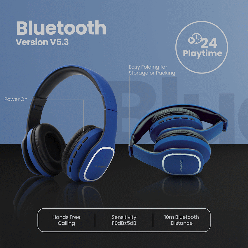 Volkano Phonic Series Bluetooth Full Size Headphones - Blue - Image 14