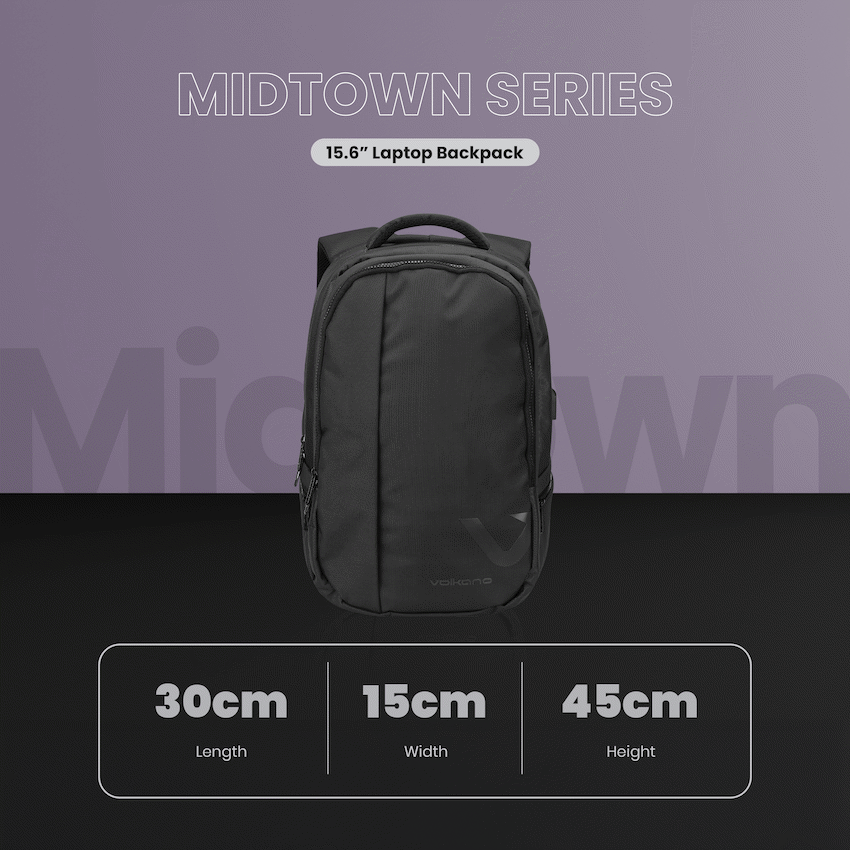 Volkano Midtown 15.6" Laptop Backpack - Black - Image 3