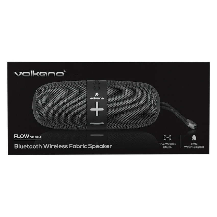 Volkano Flow Series Portable Bluetooth Speaker - Black with Grey Buttons - Image 12