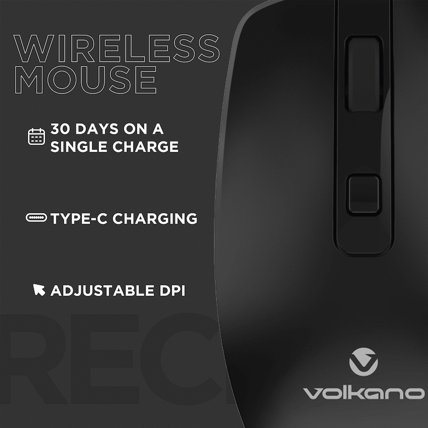 Volkano Granite Series Rechargeable Wireless Mouse - Black - Image 9