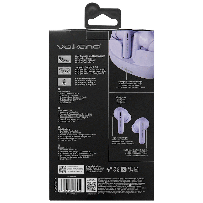 Volkano Jupiter Series TWS Earphones - Pastel Purple - Image 13