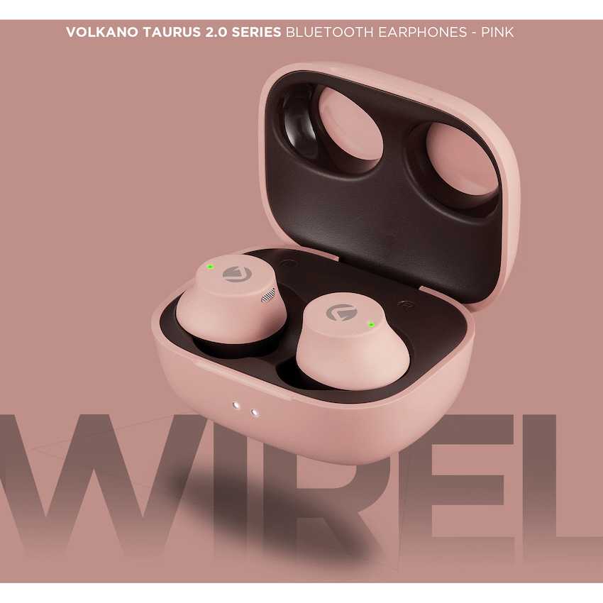 Volkano Taurus Series 2.0 True Wireless Earphones with Charging Case - Pink - Image 24