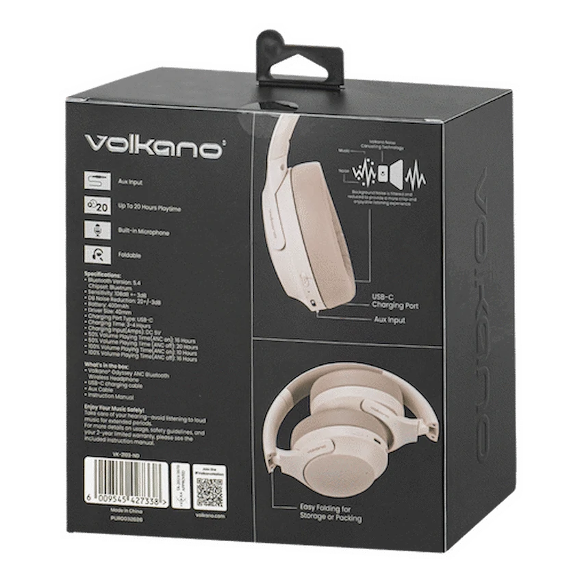 Volkano Odyssey ANC Bluetooth Wireless Headphone - Nude - Image 14
