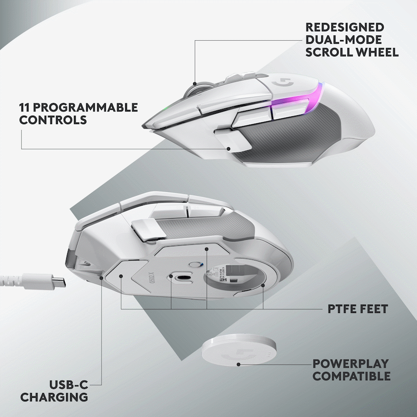 Logitech(R) G502 X Plus Wireless Gaming Mouse - White - Image 4