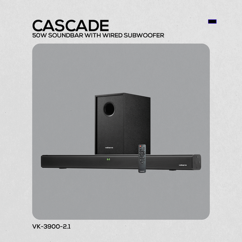 Volkano Cascade 50w Soundbar + Wired Subwoofer - Black - Image 5