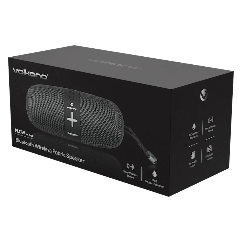 Volkano Flow Series Portable Bluetooth Speaker - Black with Grey Buttons - Image 13
