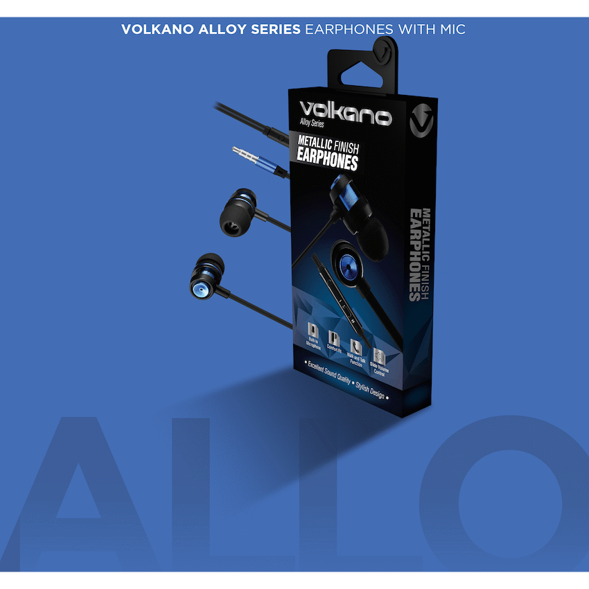 Volkano Alloy Series Metal Earphone - Blue - Image 14