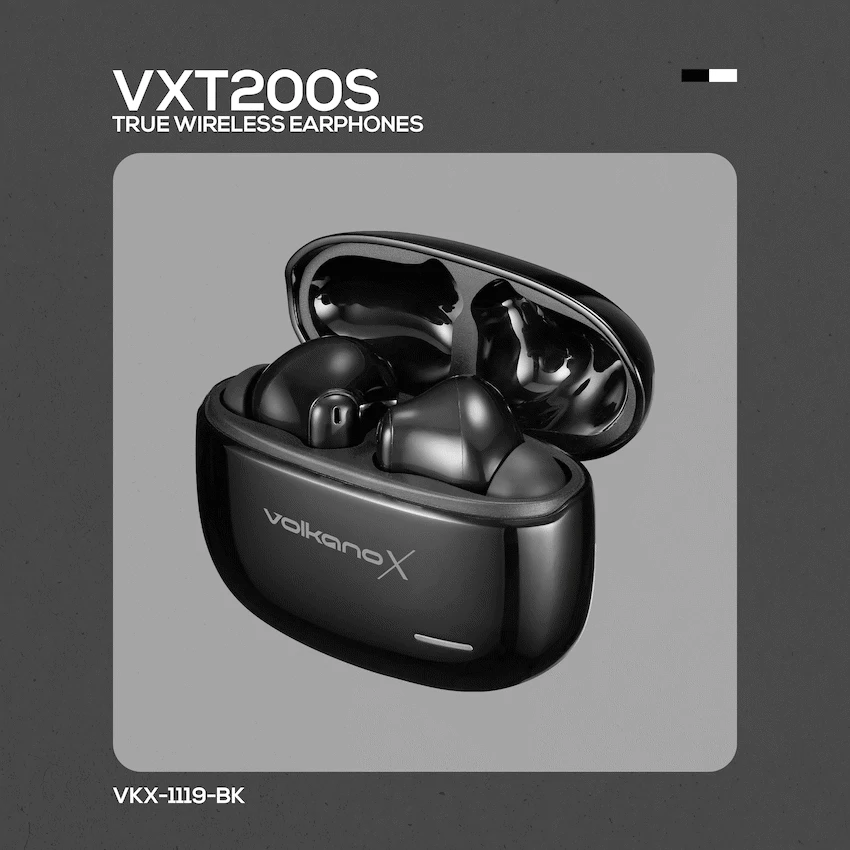 VolkanoX VXT200S Hybrid ANC TWS Earphones - Black - Image 12