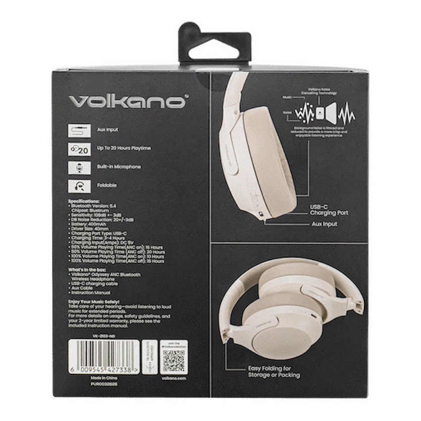 Volkano Odyssey ANC Bluetooth Wireless Headphone - Nude - Image 17
